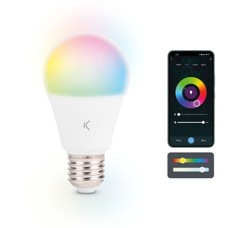 Ksix Smartled Bombilla Inteligente - RGB-CCT - 9W - A60