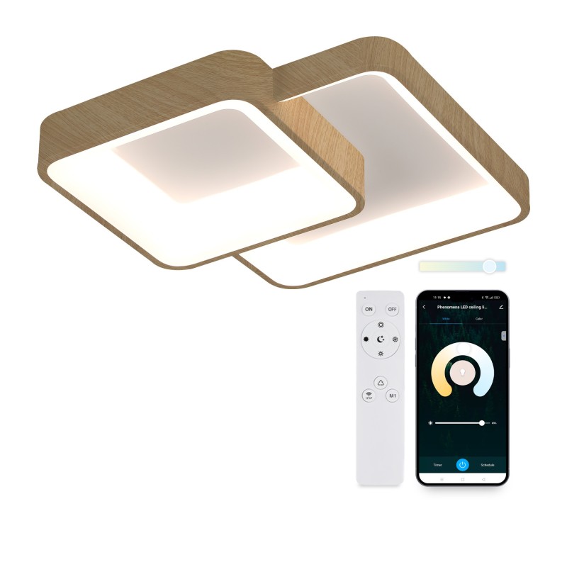 Ksix Phenomena Smartled Plafon Madera - Control por APP - 45W - 45cm