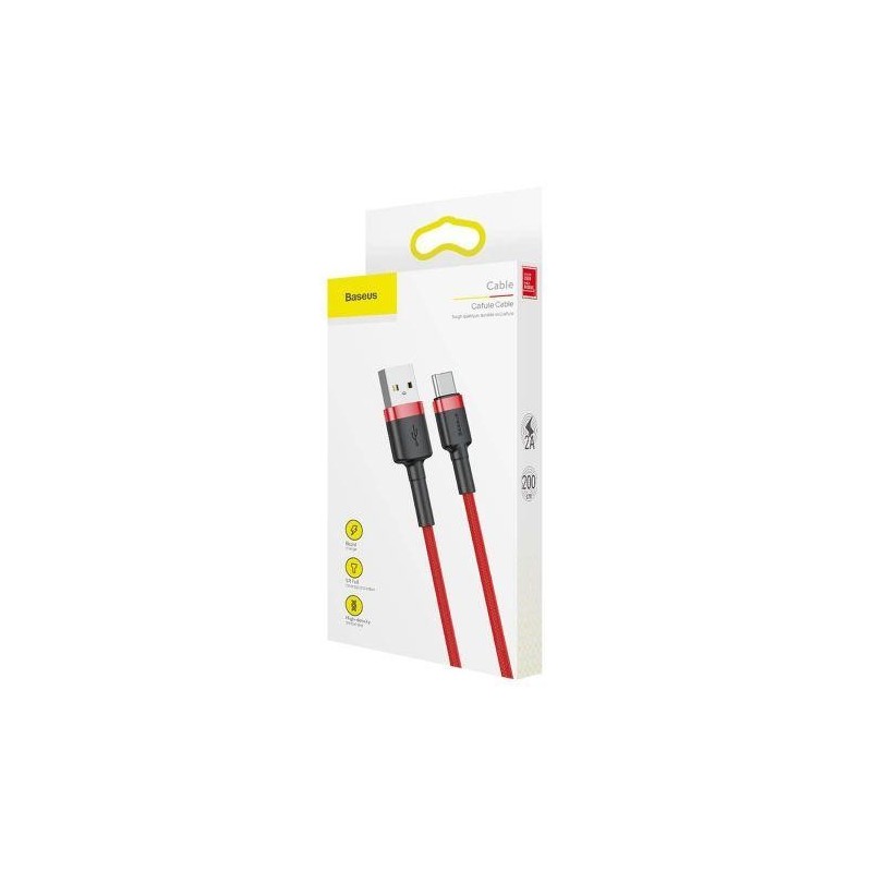 Baseus Type-C Cafule cable 2A, 3m Red/Red (CATKLF-U09)