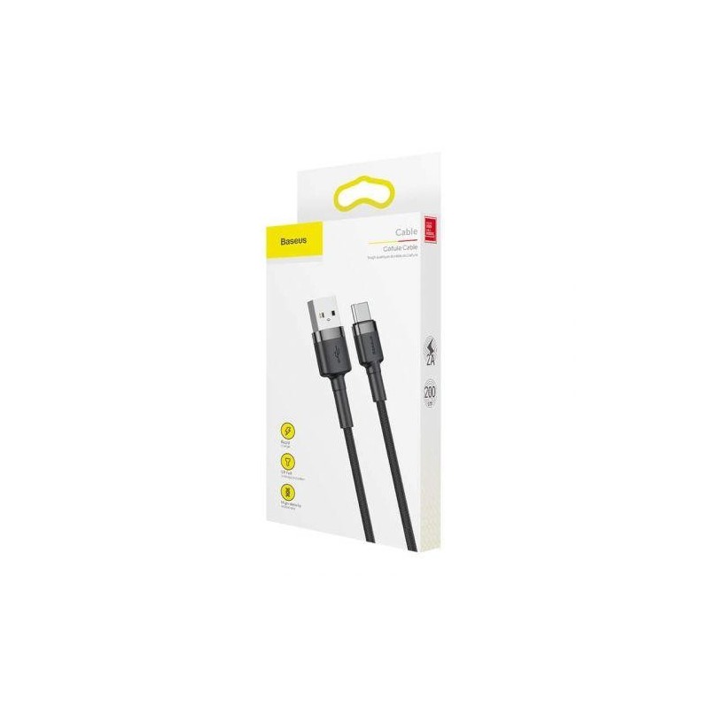 Baseus Type-C Cafule Cable 2A 2m Gray + Black (CATKLF-CG1)