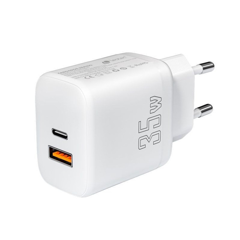 Leotec Cargador para Smartphone 35W con Puertos USB-C PD 3.0 y USB-A 