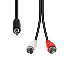 Mini-Jack 3-Pin to 2 x RCA Cable M-M Black 3M