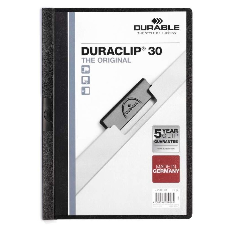 DURABLE DURACLIP 30 Sort med transparent frontd&Atilde;&brvbar;kke Klemmefil A4 (