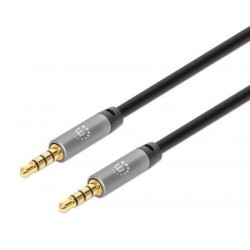 Manhattan 355995 cavo audio 2 m 3.5mm Nero, Argento