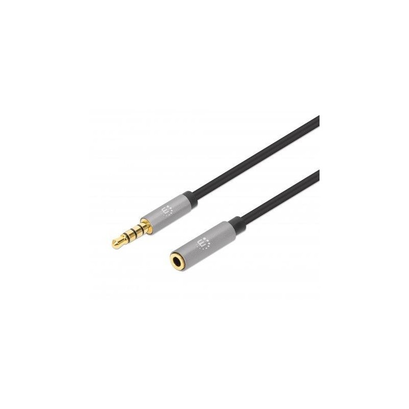 Manhattan 356022 cavo audio 1 m 3.5mm Nero, Argento