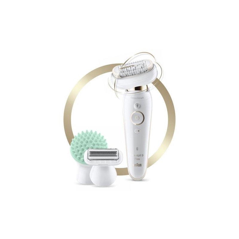 Braun Silk-&eacute;pil 9 81688638 epilatore 40 pinzette Bianco, Oro