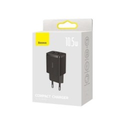 Baseus Travel Charger Compact wall Charger U+U, 10.5W EU Black (CCXJ0