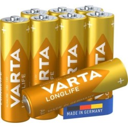 Varta Longlife, Batteria Alcalina, AA, Mignon LR6, 1.5V, Blister da 8