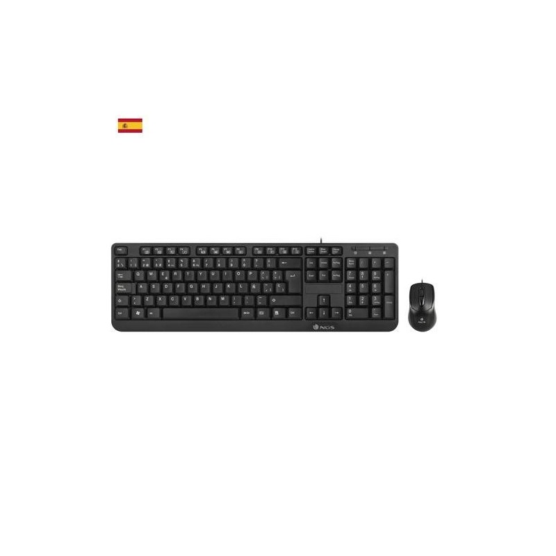 NGS Cocoa Kit, QWERTY, ES tastiera Mouse incluso USB Spagnolo Nero