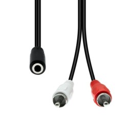 Mini-Jack 3-Pin to 2 x RCA Cable F-M Black 20cm