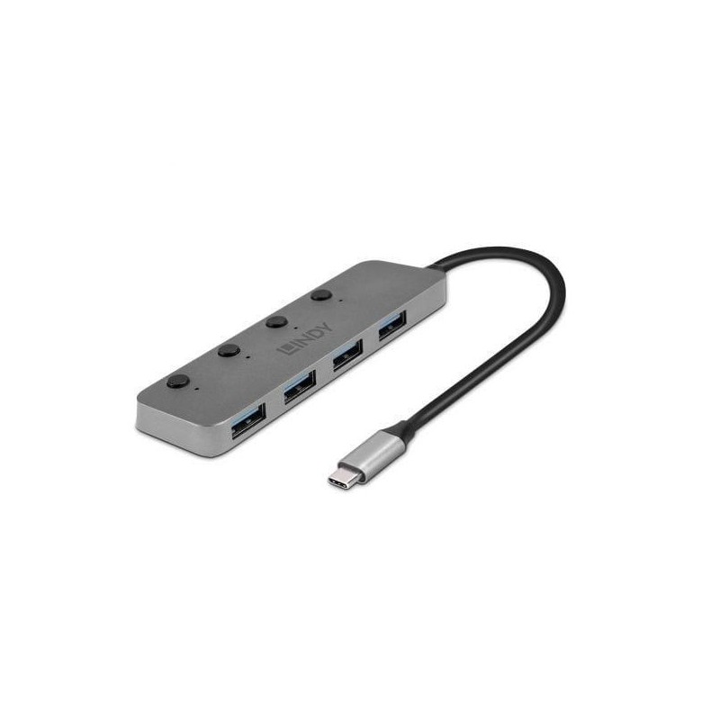 LINDY 43383 4 Port USB 32 Type C Hub with On/Off Switches SuperSpee