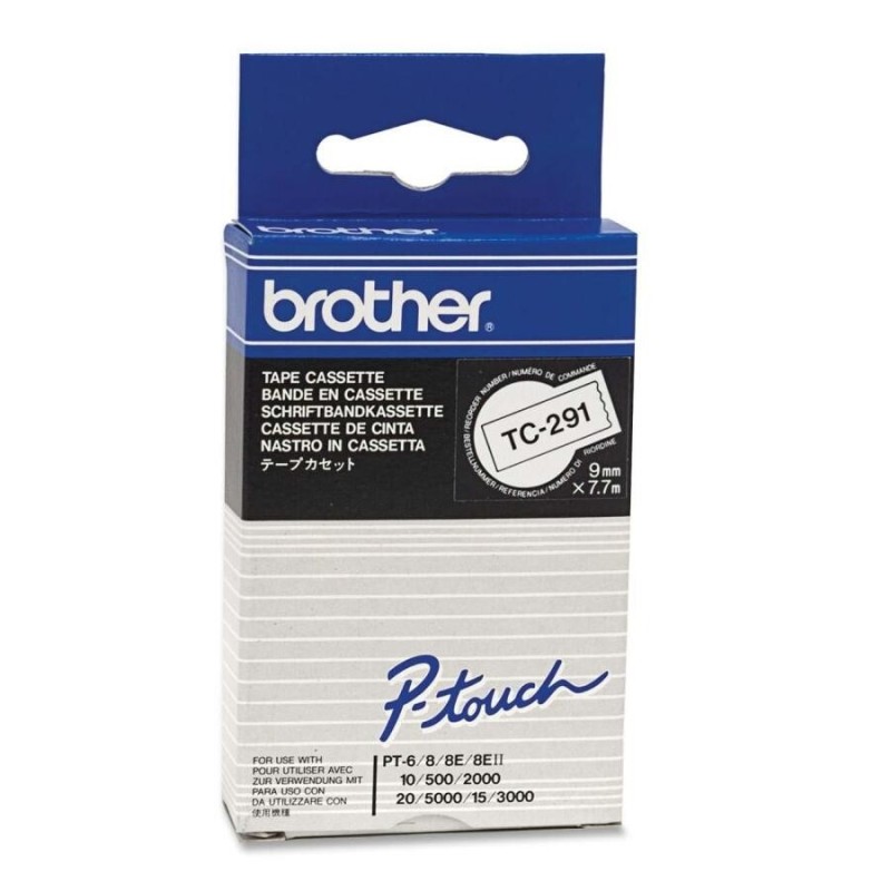 RIBBON ORIGINALE BROTHER TC-291 NERO SU BIANCO 9mm