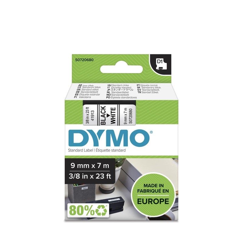 DYMO D1 - Standard Etichette - Nero su bianco - 9mm x 7m Dymo 40913