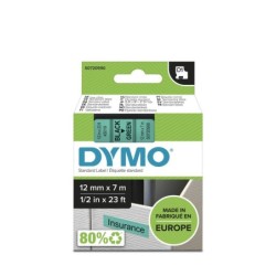 DYMO D1 - Standard Etichette - Nero su verde - 12mm x 7m D1-TAPE 12M