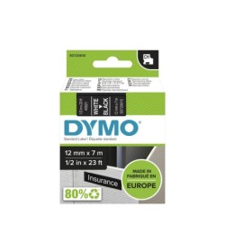 DYMO D1 - Standard Etichette - Bianco su nero - 12mm x 7m D1-TAPE 12