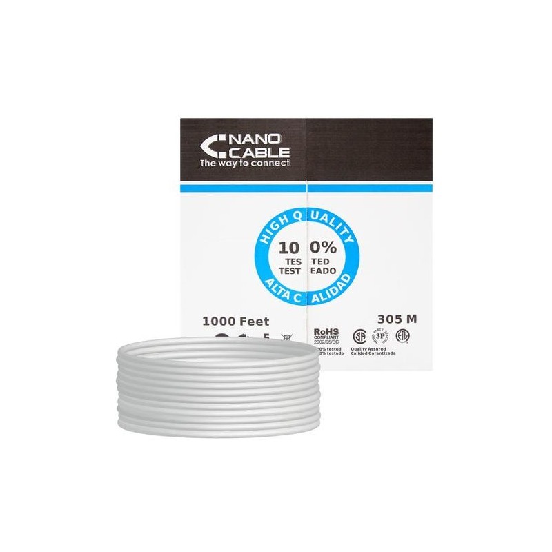 Nanocable 10200504 cavo di rete Grigio 305 m Cat6e U/UTP UTP