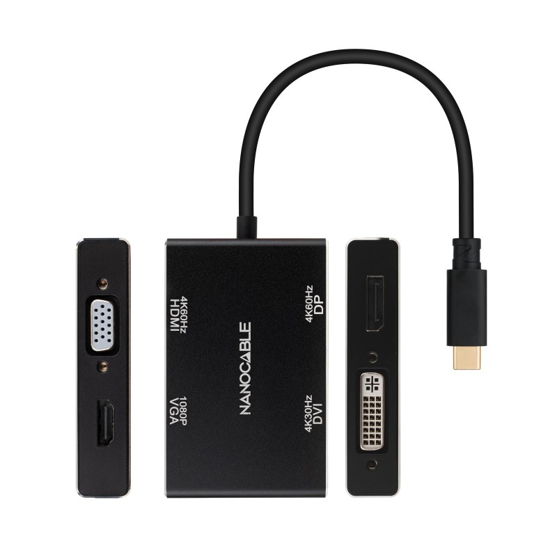 Nanocable Coversor USB-C a HDMI-DVI-DP-VGA/H 10cm