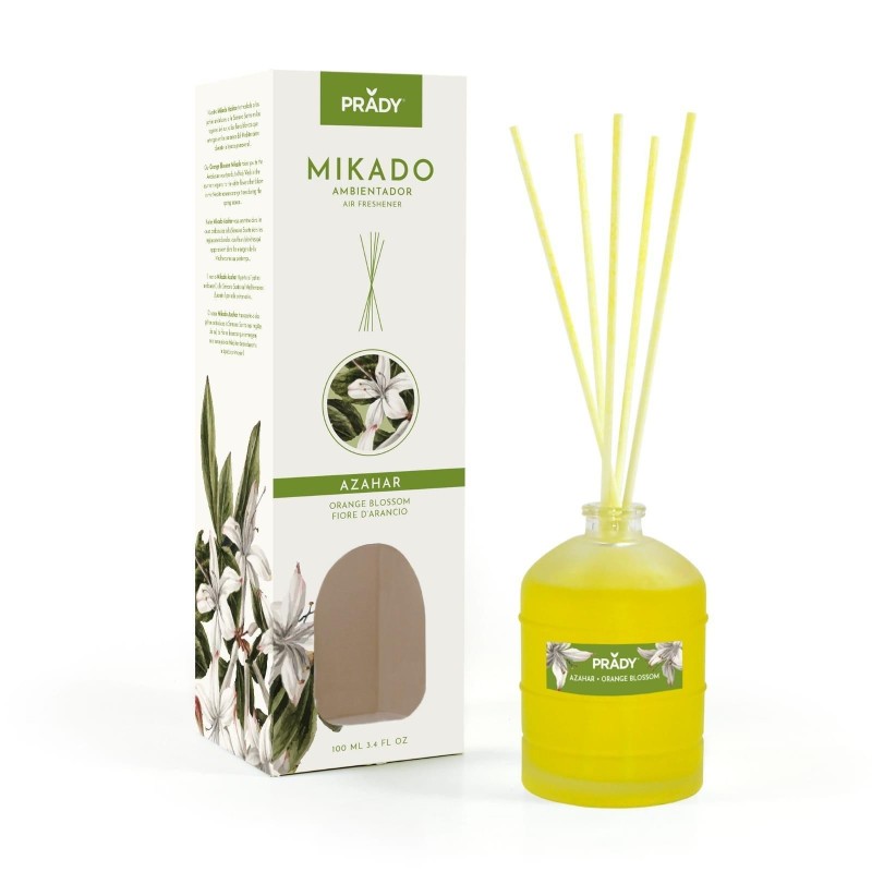 Prady Mikado Azahar Ambient - bottiglia di vetro da 100 ml e bacchett