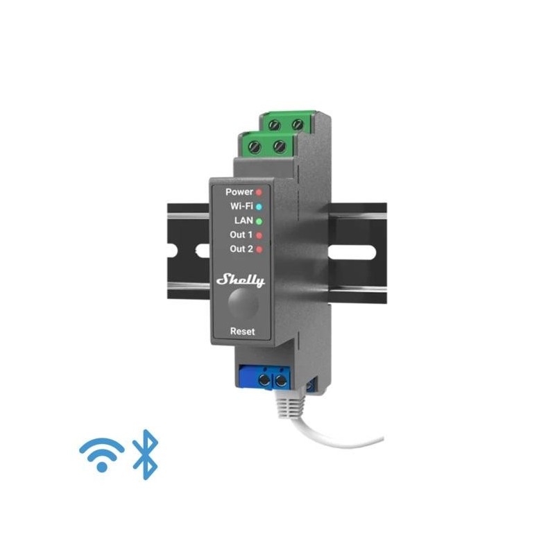 SHELLY Pro 2 (W)LAN Schaltaktor 2 Kan&auml;le/2x16A/1xLAN/WLAN/Hutschiene