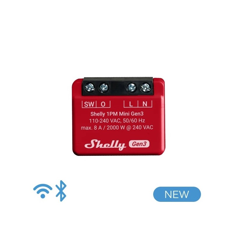 Shelly 1PM Mini Gen3 - Smart Relay 8A AC WiFi/BT + PM