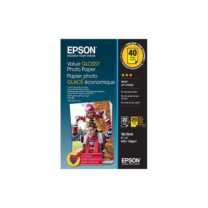 Epson Value Glossy Photo Paper - 10x15cm - 2x 20 Fogli BOGOF