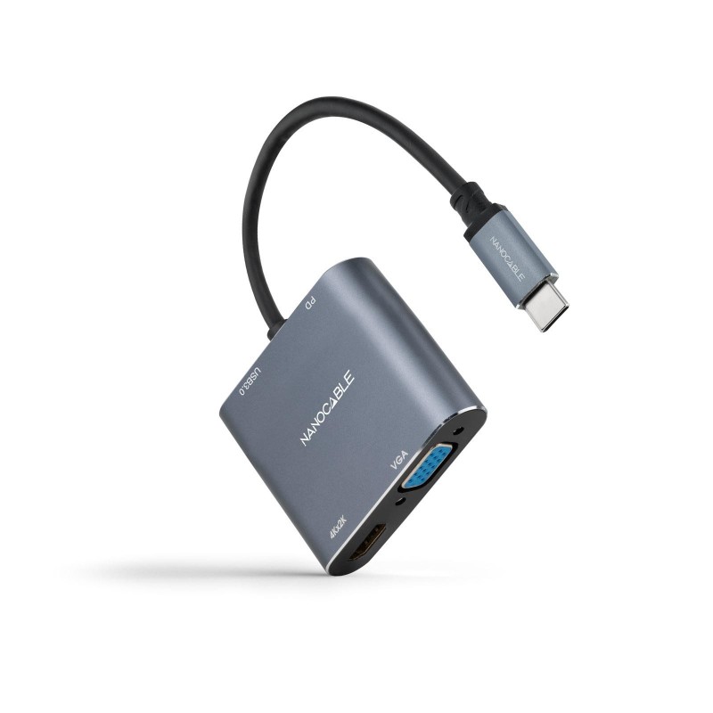 Nanocable Conversor USB-C a HDMI, VGA, USB 3.0 y USB-C PD - Longitud 