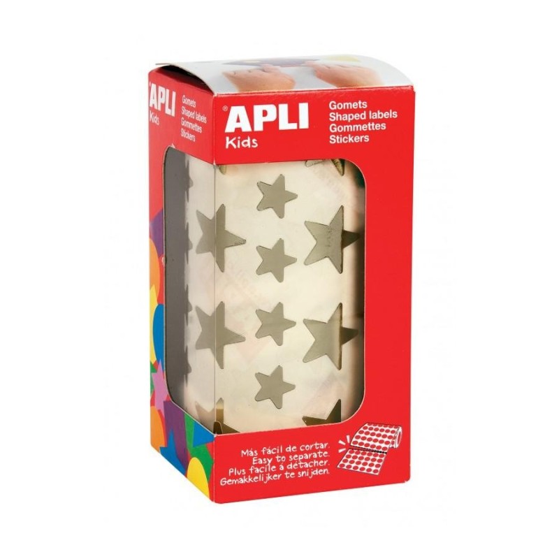 Apli Rollo de 2360 Gomets Estrella Dorada - 12.5mm y 19.5mm - Adhesiv