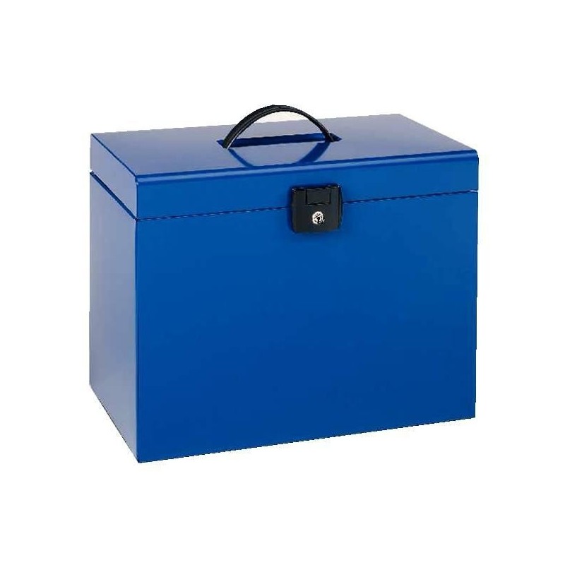 Esselte Home-Box A4 Maletin Metalico - con 5 Carpetas - Azul - con As