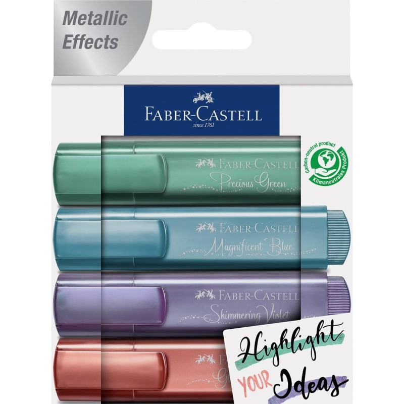 Faber-Castell Textliner 46 Metallic Pack de 4 Marcadores Fluorescente