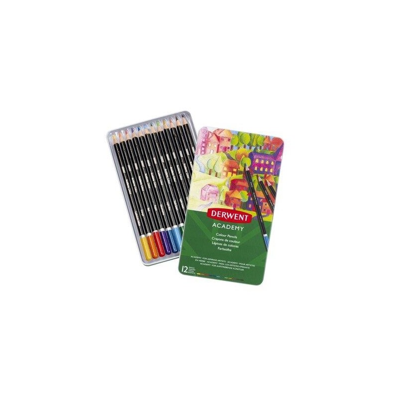 Derwent Academy Pack de 12 Lapices de Colores de Gran Calidad - Trans