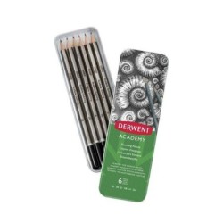 Derwent Academy Sketching Pack de 6 Lapices de Grafito Hexagonales de