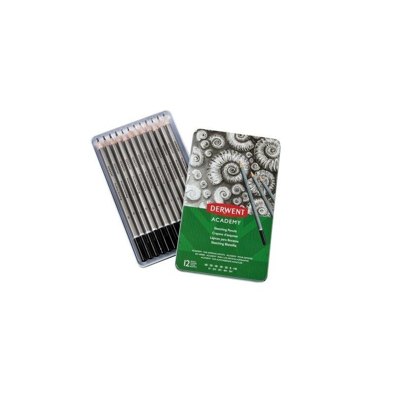 Derwent Academy Sketching Pack de 12 Lapices de Grafito Hexagonales d