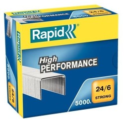 Rapid Strong Caja de 5000 Grapas 24/6 - Hasta 30 Hojas - Alambre Refo