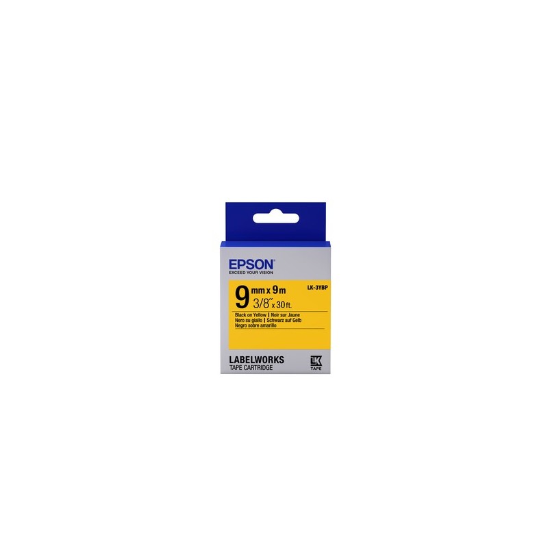 Epson Nastro fondo Pastello Giallo per testo Nero 9/9 LK-3YBP