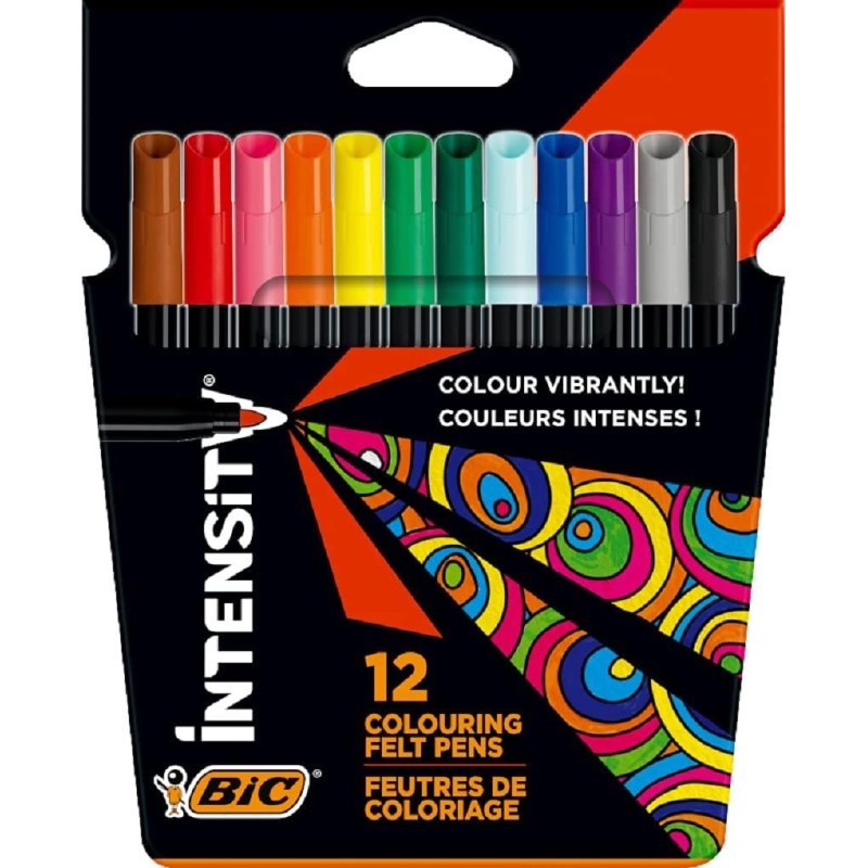 Bic Intensity Pack de 12 Rotuladores - Punta 0.9mm - Tinta con Base d