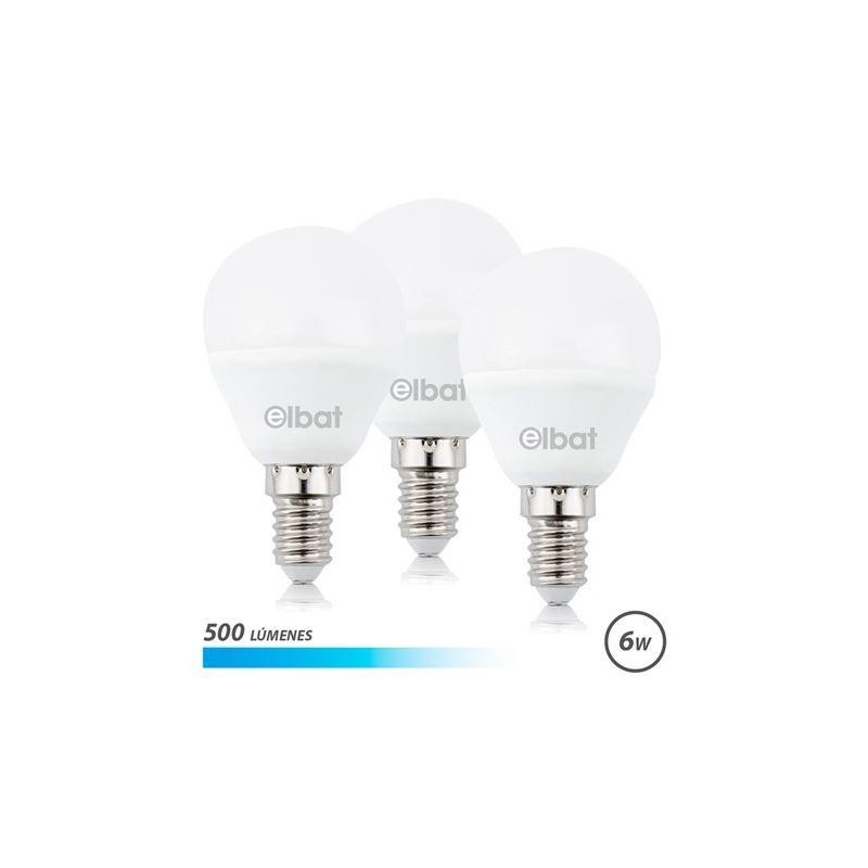 Elbat Pack de 3 Bombillas LED G45 de 6W - 500LM - Base E14 - Luz Fria