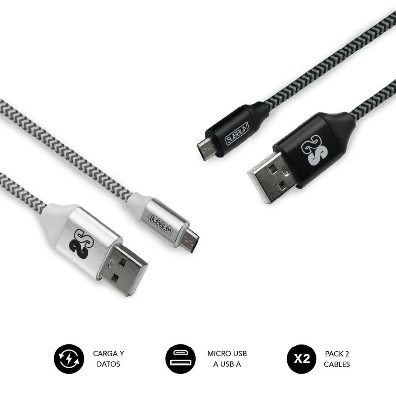 Subblim Pack de Cables USB a y Micro USB - Alta Velocidad de Carga - 