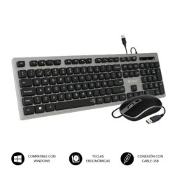 Subblim Ergo Combo Teclado y Raton USB - Dise&ntilde;o Ergonomico y Teclas 