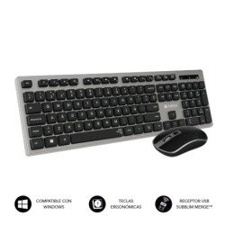 Subblim Combo Inalambrico Ergo - Teclado Ergonomico de Bajo Perfil - 