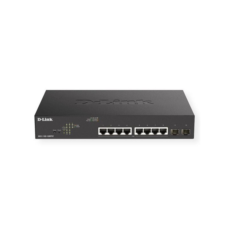 D-Link Switch Semigestionable 8 Puertos Gigabit PoE 130W + 2 Puertos 