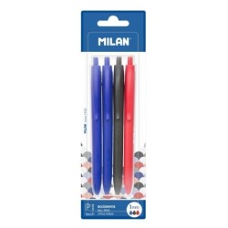 Milan P1 Touch Pack de 4 Boligrafos de Bola Retractiles - Punta Redon