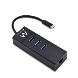 EWENT EW1141 Hub Tipo-C 3Pts.USB 3.1+1pto. GIGABIT