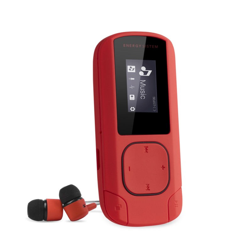 Energy Sistem MP3 Clip - 8GB - Clip - Radio FM y MicroSD - Color Rojo