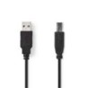 Nedis CCGT60100BK20 USB-kabel 2 m USB 2.0 USB A USB B Zwart