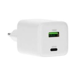 Mobiparts GaN Wall Charger USB-C/USB-A3.0/QC 45W Wit