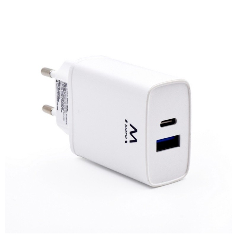 EWENT Cargador rapido Q3 20w Usb-C y Usb-A