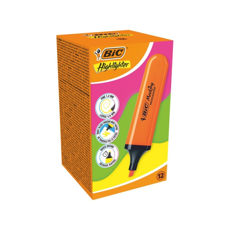 Bic Marking Highlighter Flat Marcador Fluorescente - Punta Biselada -