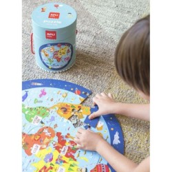 Applici puzzle circolare mapamundi - dimensione &Oslash;50 cm - 48 pezzi - 