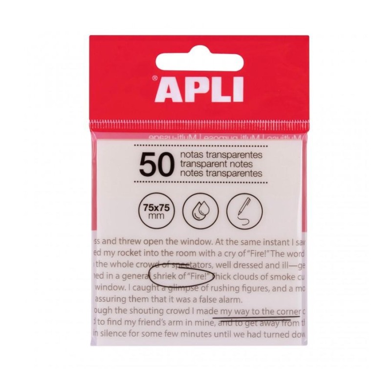 Apli Notas Adhesivas Transparentes Bloc 50 Hojas 75x75mm - Para Anota