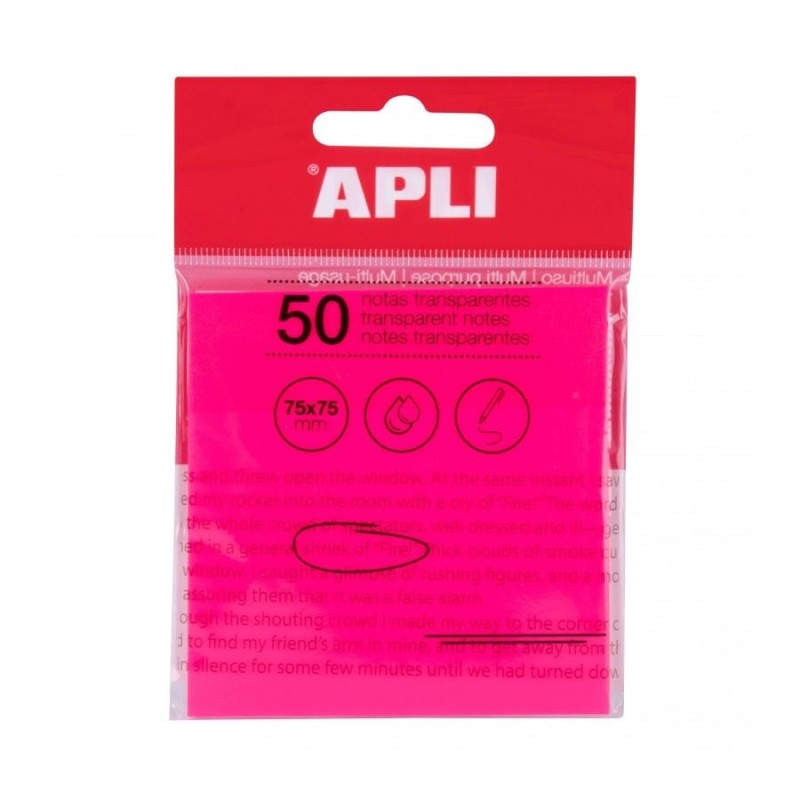 Apli Notas Adhesivas Transparentes Bloc 50 Hojas 75x75mm - Para Anota